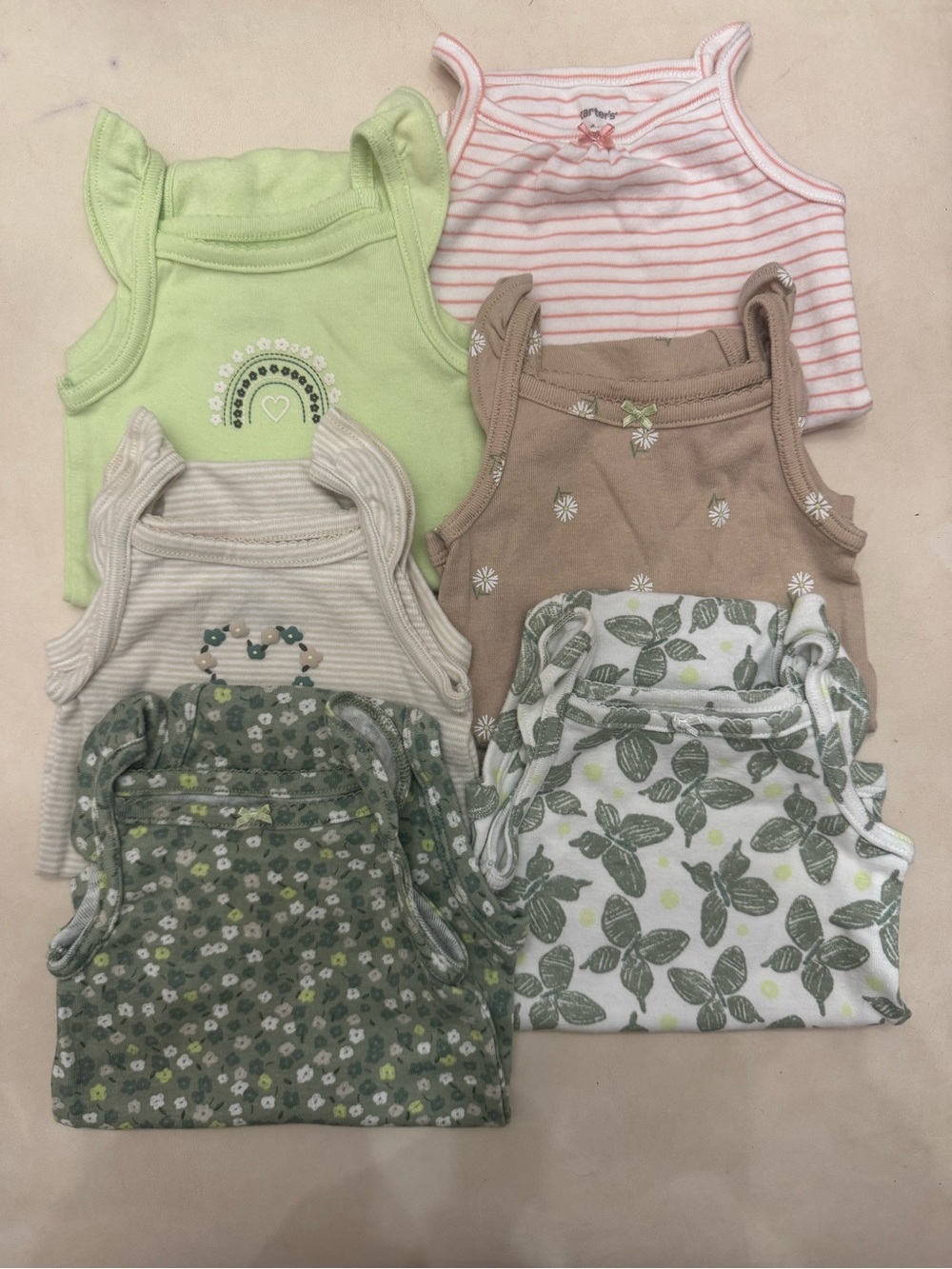 Carter's Pastel & Floral Baby Tank Bodysuit Set